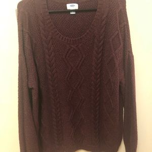 Wine Colored Cable Knit Old Navy Sweater!